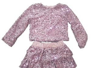 R6181 CONJUNTO  NIÑA FALDA Y TOP LENTEJUELA 4-14