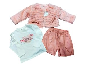 R3073 CONJUNTO DE NIÑA 3PIEZAS SHORT POLIPIEL T.1-3