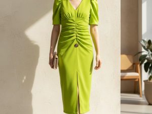 R10078 VESTIDO ARRUGA ELENGANTE