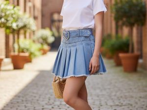 RB74 CONJUNTO FALDA VAQUERA NIÑA T.4-14