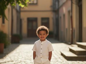 R820 CONJUNTO LINO NIÑO CORTO T.4-12