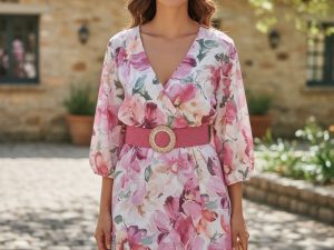 R87723 VESTIDO VUELO FLORES T.U