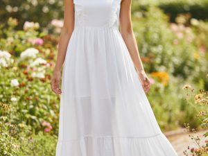 R51191 VESTIDO LISO TIRANTE VOLANTE T.U